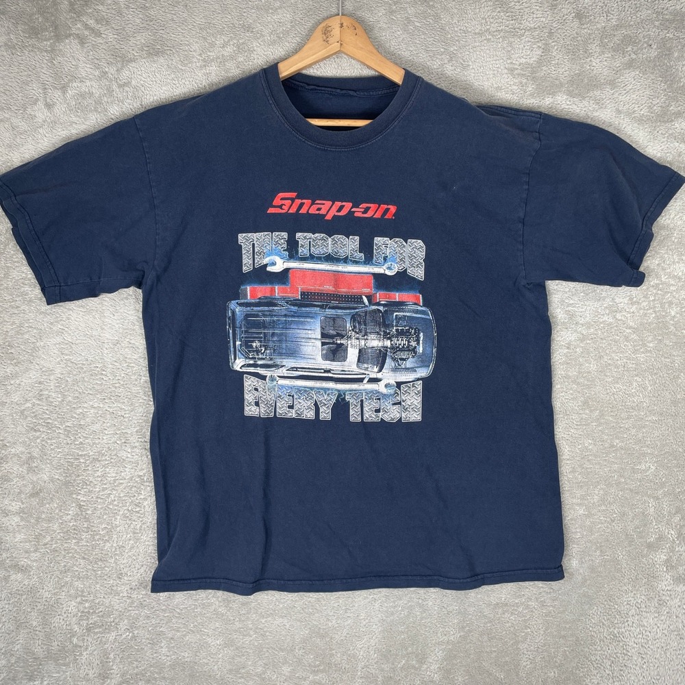 SnapOn Shirt Mens XL Navy Blue The Tool For Every Tech Graphic Y2K